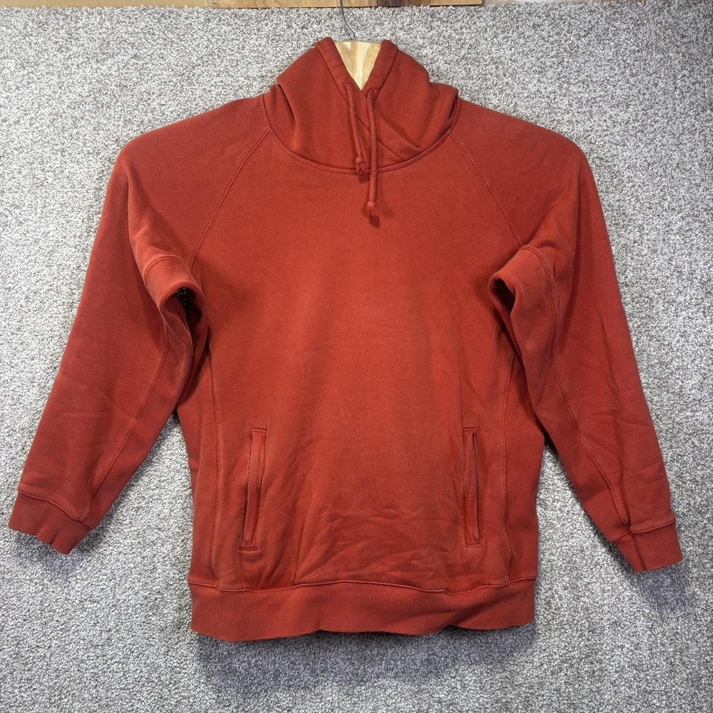 Duluth‎ Trading Co Mens Large Burnt Orange Fleece Hoodie Zipper Pockets Raglan
